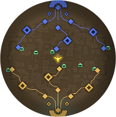 Image of the Deadlock minimap as it appears at 0:00 with no units on it. Initial map state.